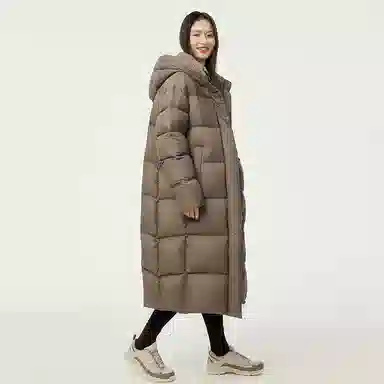 坦博尔 连帽加厚过膝保暖羽绒服 女款