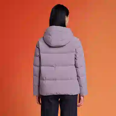 坦博尔 纯色连帽拉链短款羽绒服 女款