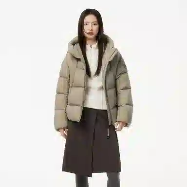 坦博尔 简约纯色连帽羽绒服 女款