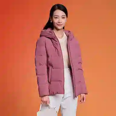 坦博尔 纯色连帽拉链短款羽绒服 女款