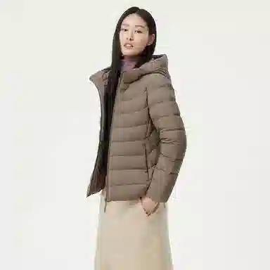 坦博尔 简约连帽保暖羽绒服 女款 黑色