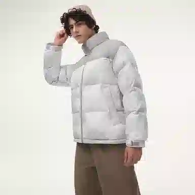 坦博尔 运动印花高充立领面包羽绒服 男女同款