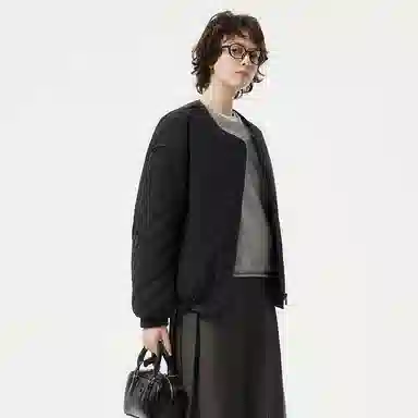 坦博尔 纯色圆领宽松羽绒服 女款