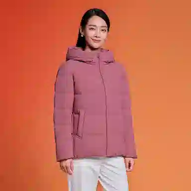 坦博尔 纯色连帽拉链短款羽绒服 女款