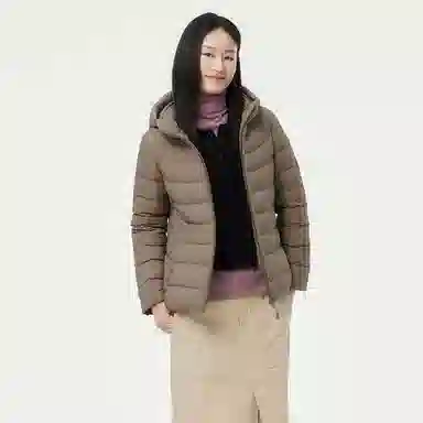 坦博尔 简约连帽保暖羽绒服 女款 黑色