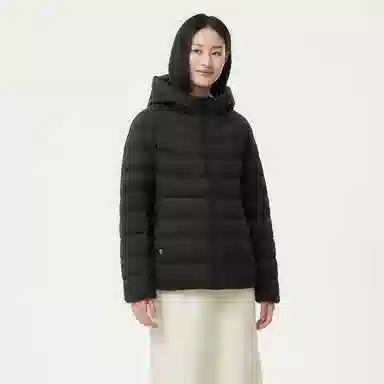 坦博尔 简约连帽保暖羽绒服 女款 黑色