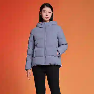 坦博尔 纯色连帽拉链短款羽绒服 女款