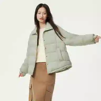 坦博尔 纯色单排扣长袖羽绒服 女款