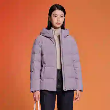 坦博尔 纯色连帽拉链短款羽绒服 女款