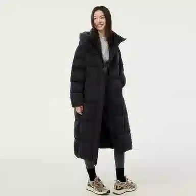 坦博尔 连帽加厚过膝保暖羽绒服 女款