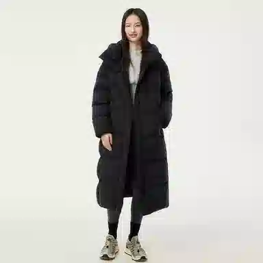 坦博尔 连帽加厚过膝保暖羽绒服 女款