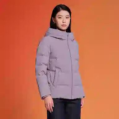 坦博尔 纯色连帽拉链短款羽绒服 女款