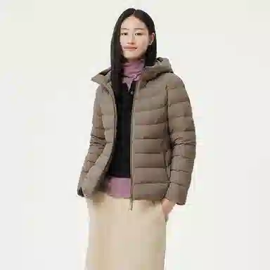 坦博尔 简约连帽保暖羽绒服 女款 黑色