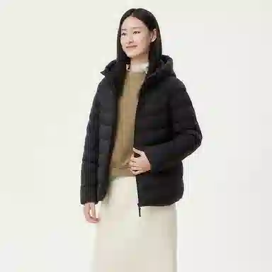 坦博尔 简约连帽保暖羽绒服 女款 黑色