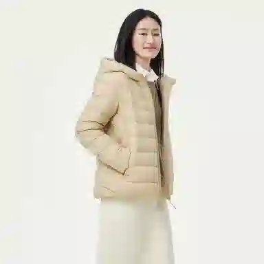 坦博尔 简约连帽保暖羽绒服 女款 黑色