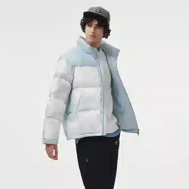 坦博尔 运动印花高充立领面包羽绒服 男女同款