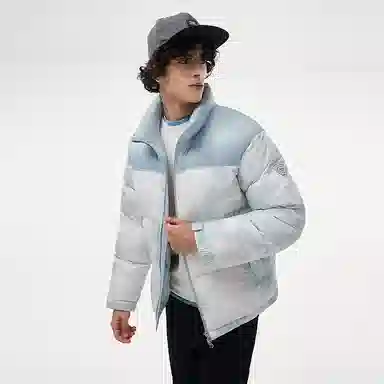 坦博尔 运动印花高充立领面包羽绒服 男女同款