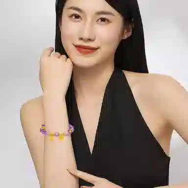 周大生 积木熊紫  紫气东来平安喜乐#好运天然 紫水晶 手串 女款
