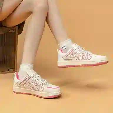 拉夏贝尔 合成革 舒适 百搭 休闲 增高轻便透气 低帮 板鞋 女款