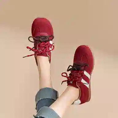 拉夏贝尔 潮流复古 百搭平底 德训舒适运动鞋 耐磨防滑 低帮 板鞋 女款