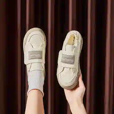 拉夏贝尔 一脚蹬懒人鞋 耐磨防滑 低帮 帆布鞋 女款