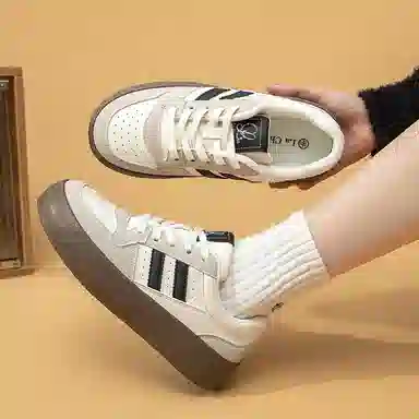 拉夏贝尔 合成革 百搭舒适 增高轻便 低帮 板鞋 女款