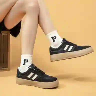 拉夏贝尔 合成革 百搭舒适 增高轻便 低帮 板鞋 女款