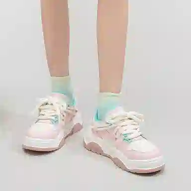 拉夏贝尔 潮流星星鞋 厚底面包鞋 板鞋 女款