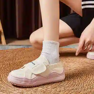 拉夏贝尔 一脚蹬懒人鞋 耐磨防滑 低帮 帆布鞋 女款