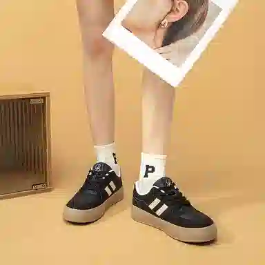 拉夏贝尔 合成革 百搭舒适 增高轻便 低帮 板鞋 女款