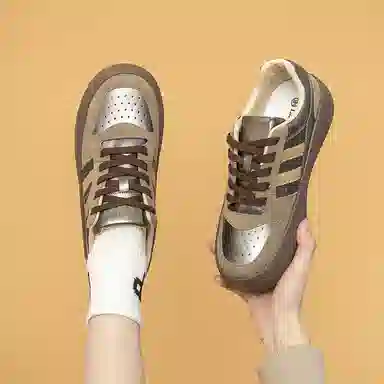 拉夏贝尔 合成革 百搭舒适 增高轻便 低帮 板鞋 女款