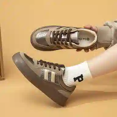 拉夏贝尔 合成革 百搭舒适 增高轻便 低帮 板鞋 女款