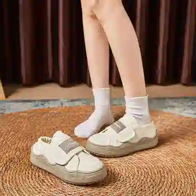 拉夏贝尔 一脚蹬懒人鞋 耐磨防滑 低帮 帆布鞋 女款