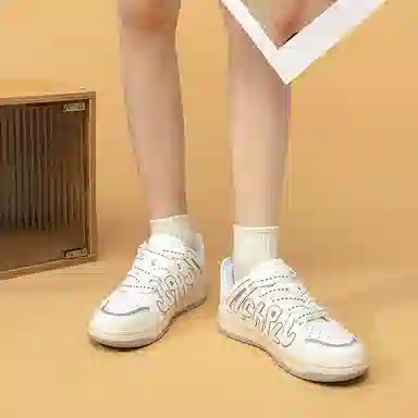 拉夏贝尔 合成革 舒适 百搭 休闲 增高轻便透气 低帮 板鞋 女款