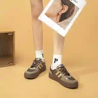 拉夏贝尔 合成革 百搭舒适 增高轻便 低帮 板鞋 女款