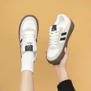 拉夏贝尔 合成革 百搭舒适 增高轻便 低帮 板鞋 女款