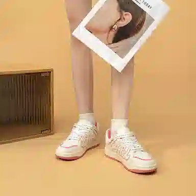 拉夏贝尔 合成革 舒适 百搭 休闲 增高轻便透气 低帮 板鞋 女款
