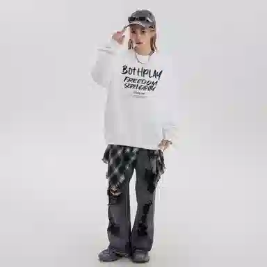 BOTH PLAY Dopamine Letter Print Sweatshirt