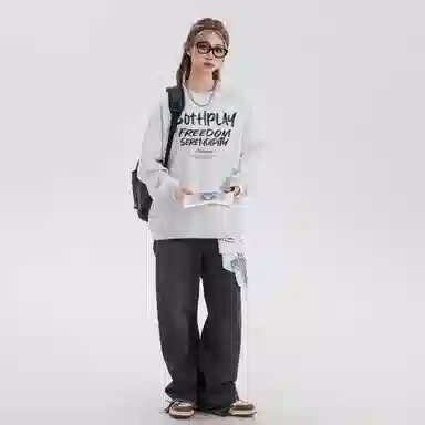 BOTH PLAY Dopamine Letter Print Sweatshirt