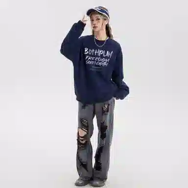 BOTH PLAY Dopamine Letter Print Sweatshirt