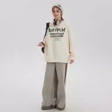 BOTH PLAY Dopamine Letter Print Sweatshirt