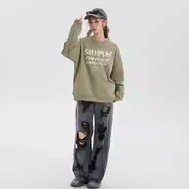 BOTH PLAY Dopamine Letter Print Sweatshirt