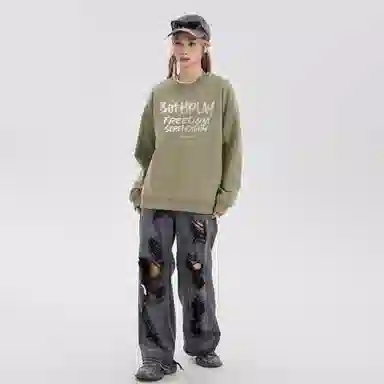 BOTH PLAY Dopamine Letter Print Sweatshirt