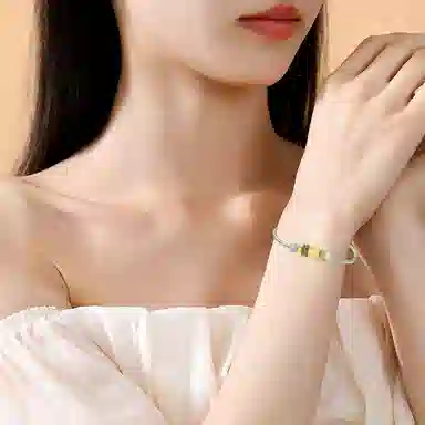 爱恋珠宝 小蛮腰转运珠 精致显白经典款路路通手饰简约百搭日常通勤编织链可调节 足金 手链 男女同款情侣款