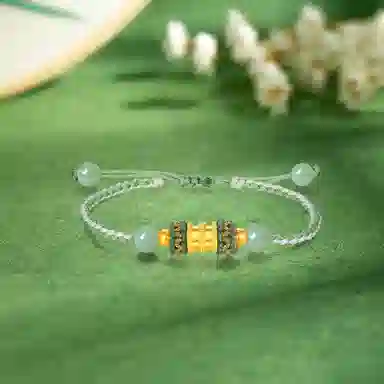 爱恋珠宝 小蛮腰转运珠 精致显白经典款路路通手饰简约百搭日常通勤编织链可调节 足金 手链 男女同款情侣款