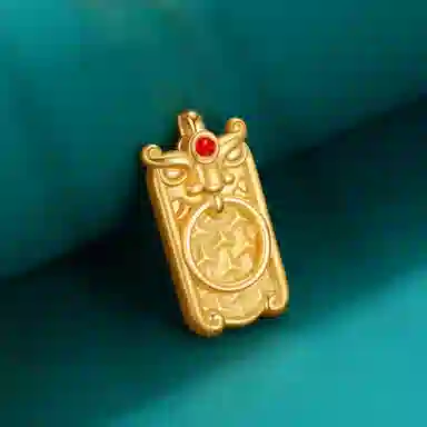 爱恋珠宝 金甲福牌 大气福牌 足金 黄金项链 女款