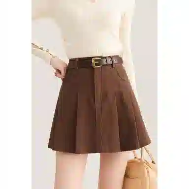 如续 复古腰带小众高腰休闲短裙 女款