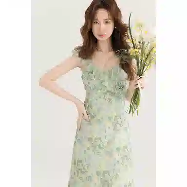 如续 小清新飞飞袖收腰显瘦连衣裙 女款