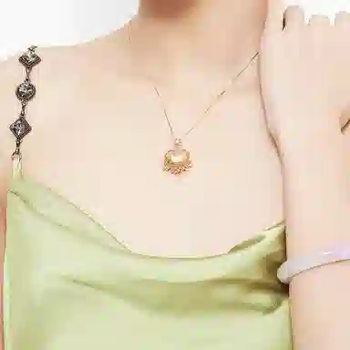妈妈的守护 平安如意锁 国风小众复古锁骨链 民族风气质流苏项饰 宫廷风小众设计感 闪耀锆石 玉髓 玉石项链 女款