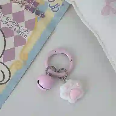 卡莱茵 可爱猫掌铃铛圆环扣软萌猫爪甜美 亚克力 挂件 男女同款情侣款